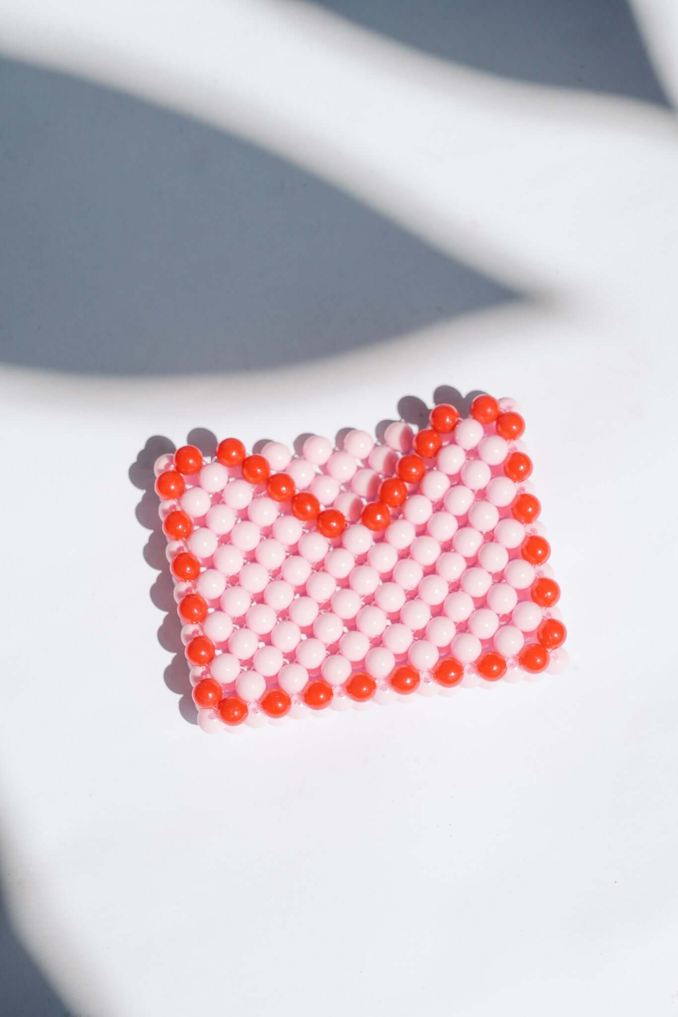 BEADED CARD HOLDER - PASTEL PINK/RED by HIBISCUS THE LABEL - Shop at Black Salt Co