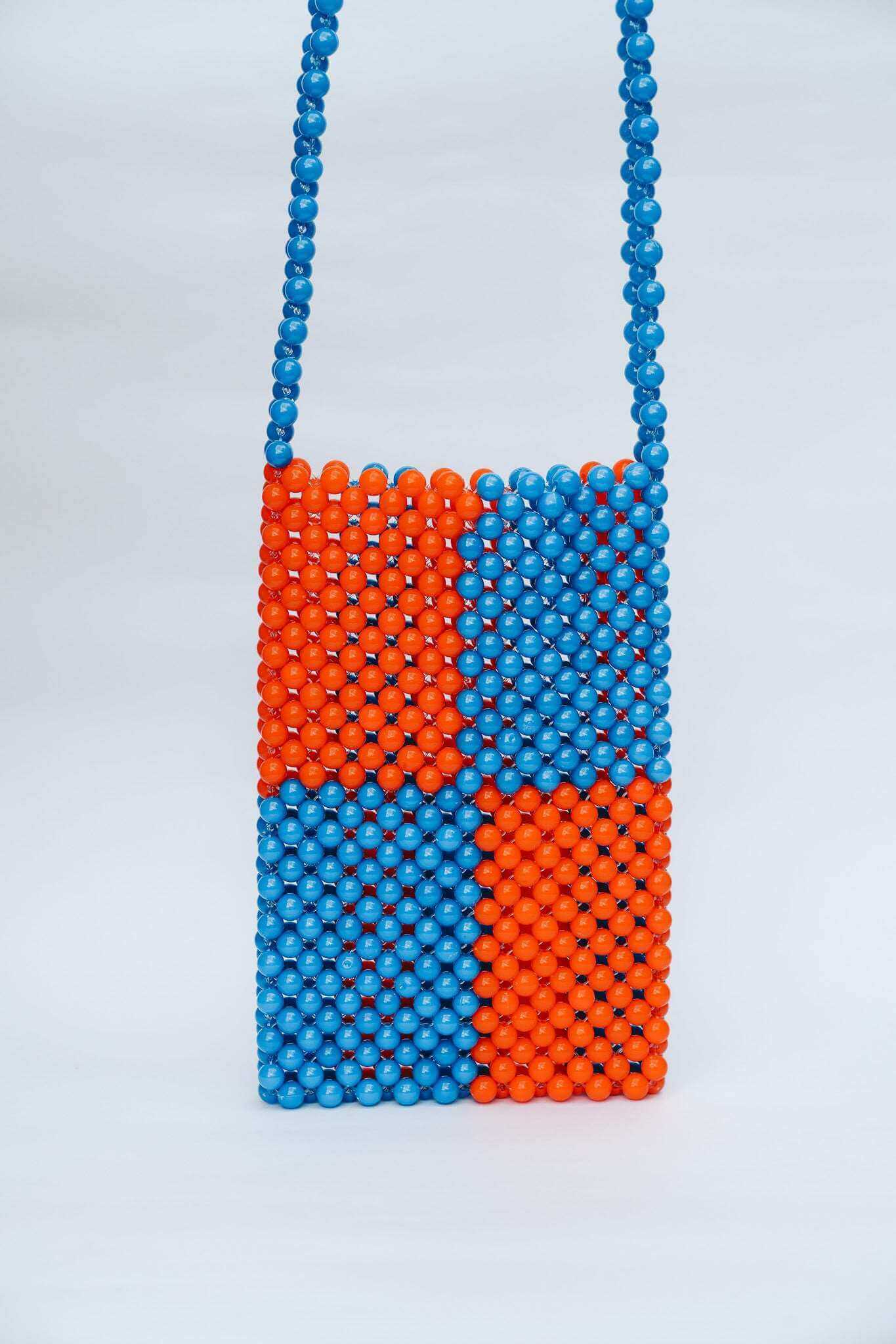 BEADED PHONE BAG - BLUE/ORANGE by HIBISCUS THE LABEL - Shop at Black Salt Co