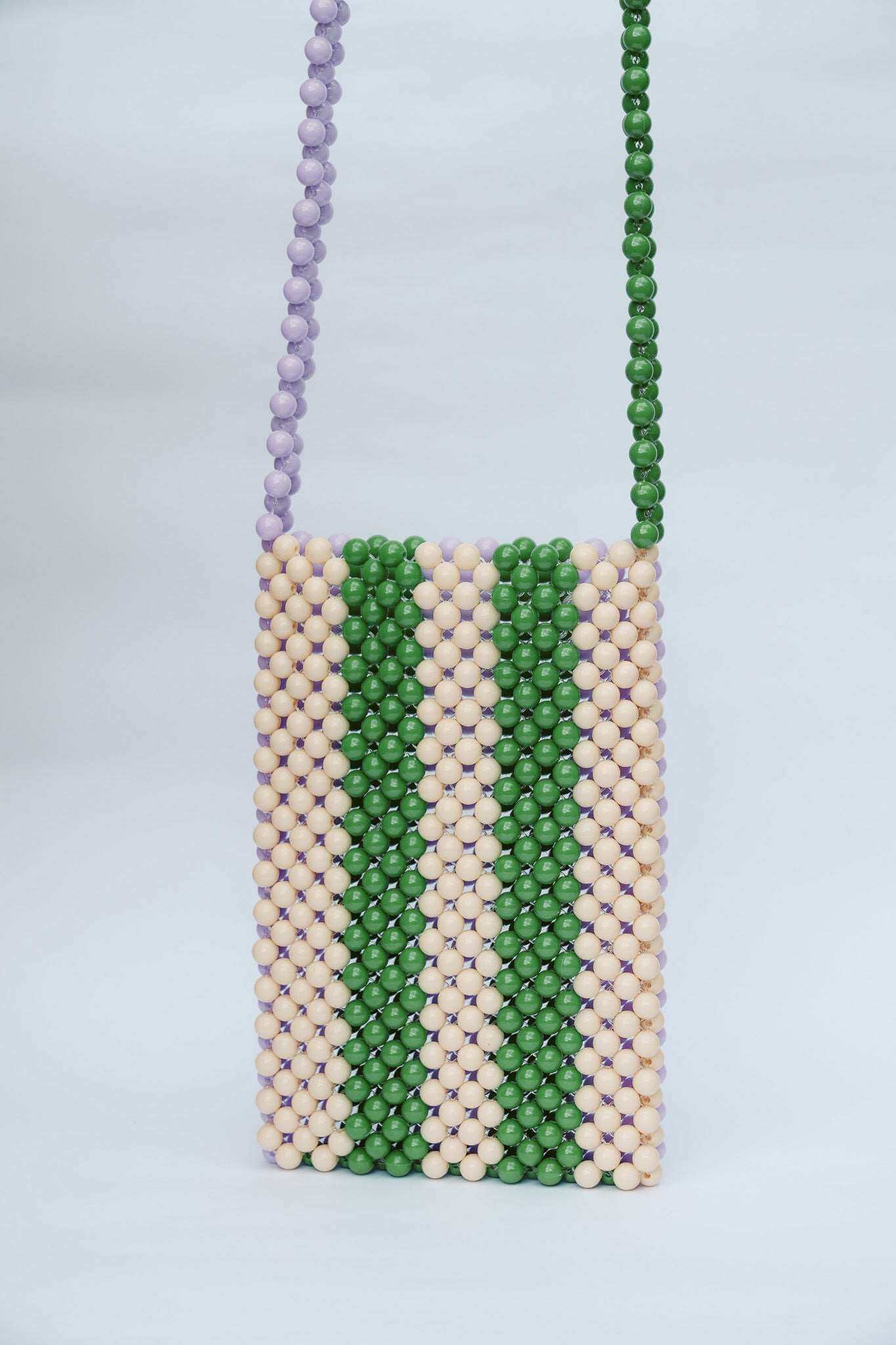 BEADED PHONE BAG - PURPLE/GREEN/CREAM by HIBISCUS THE LABEL - Shop at Black Salt Co