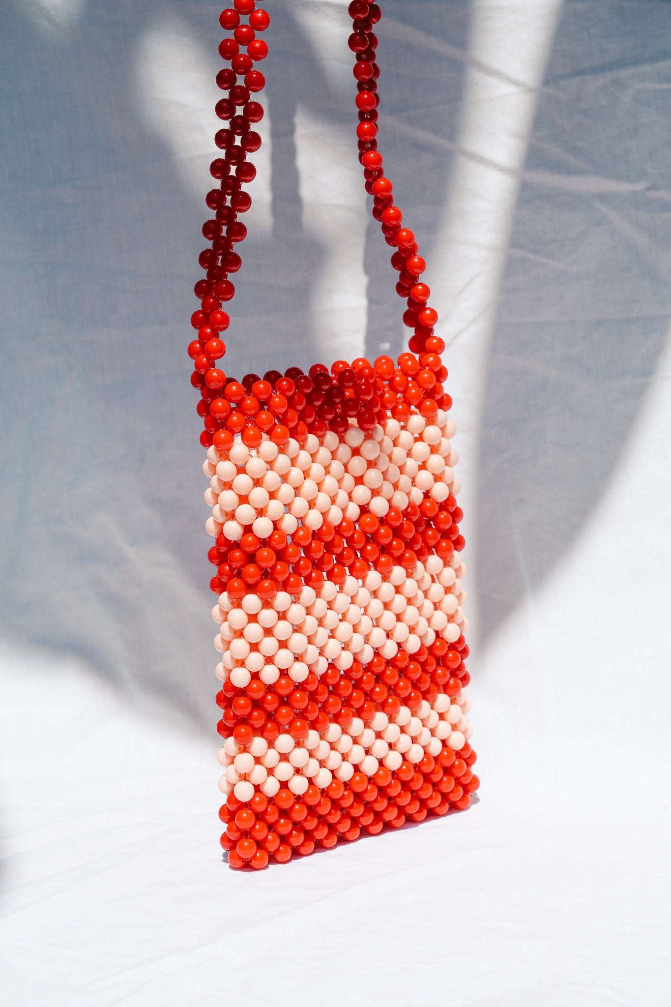 BEADED PHONE BAG - RED/PINK STRIPE - HIBISCUS THE LABEL - Black Salt Co