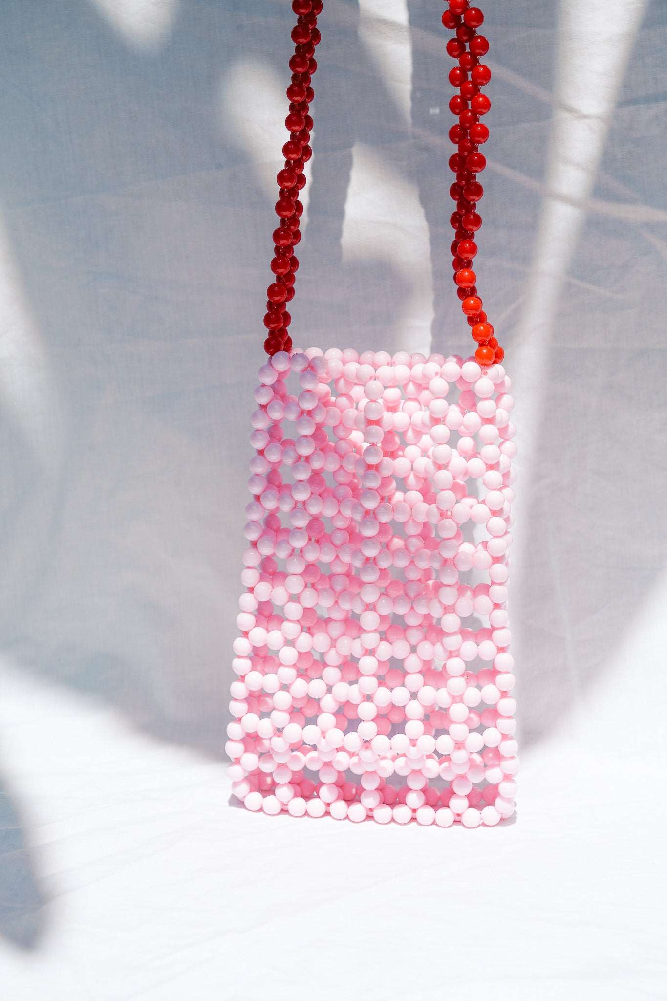 BEADED PHONE BAG - SOFT PINK & RED - HIBISCUS THE LABEL - Black Salt Co