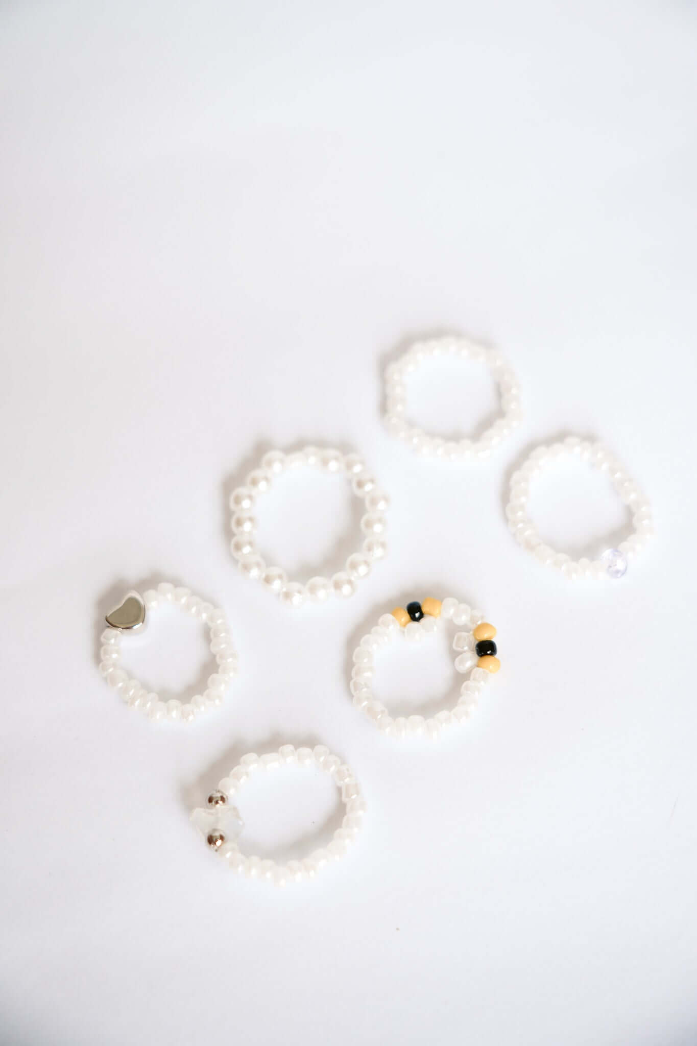 BEADED RINGS - WHITE by Black Salt Co Sale - Shop at Black Salt Co