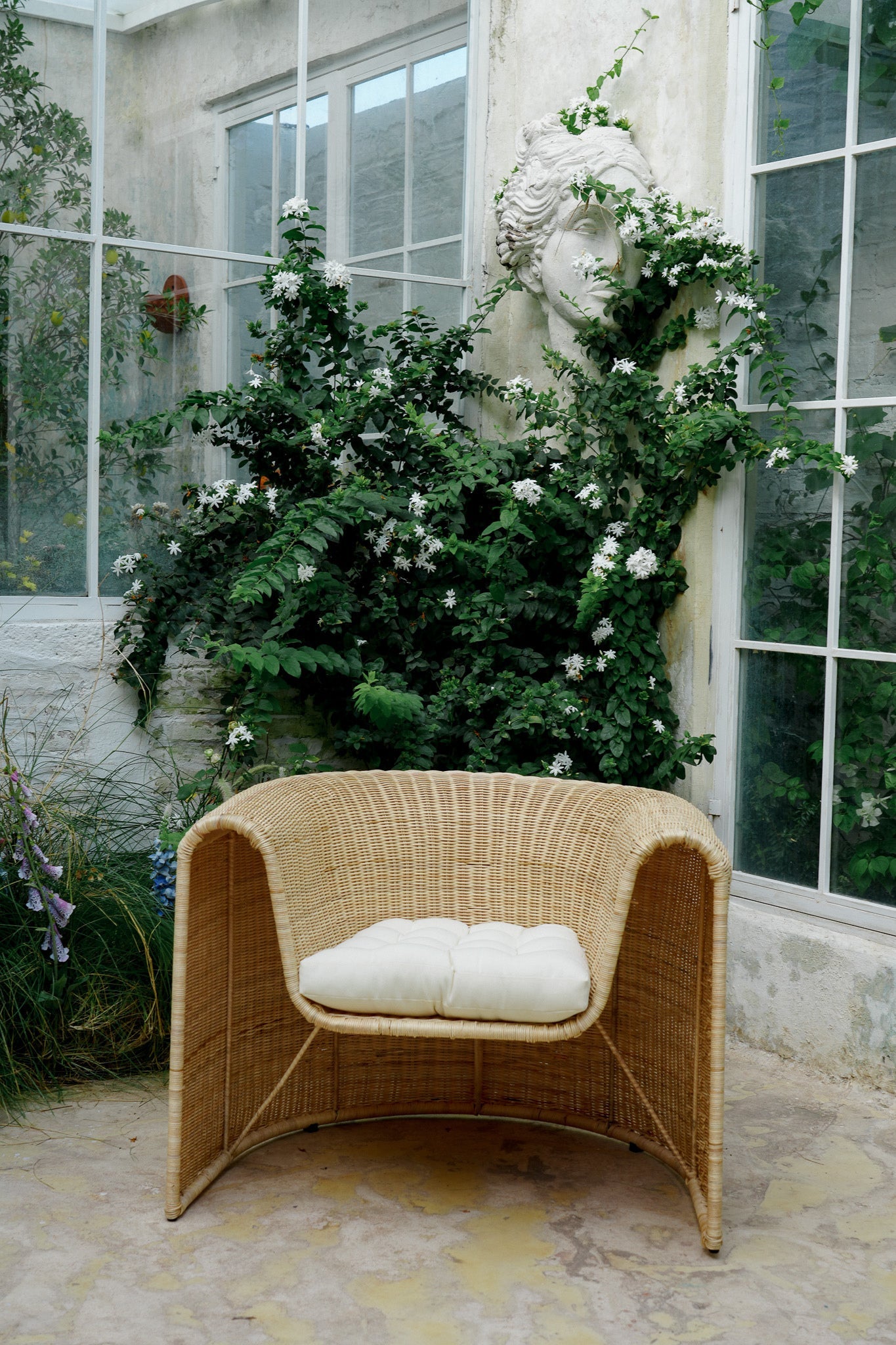 THE PALMA CHAIR Rattan Wicker Cane Occasional Off White Cushion By Black Salt Co