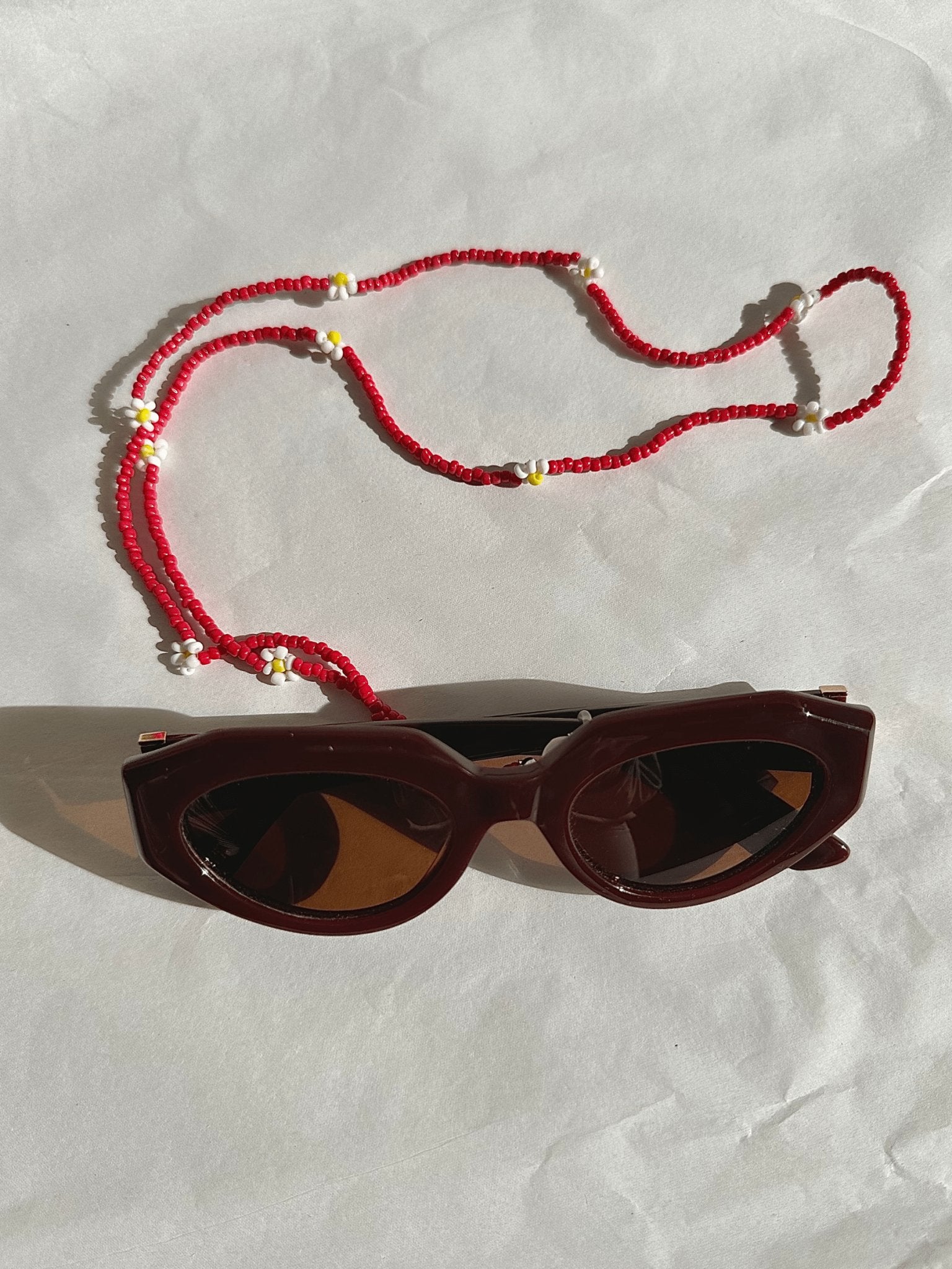 THE VACAY SUNGLASS CHAIN - RED BLOOM Color: Red Bloom by HIBISCUS THE LABEL Designer Homewares Furniture Australia